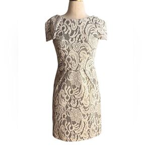 MM Couture Lace Sheath Dress Ivory Size XS
